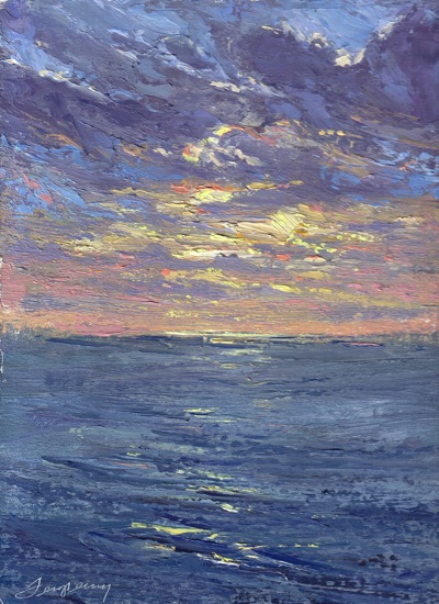 Sunset Ragged Point. CA (October 4, 2011, Oil on Linen, 12x9