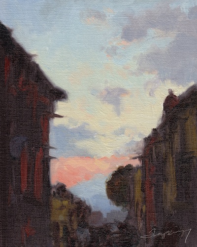 San Miguel de Allende Sunset, Oil on Linen, 8x10