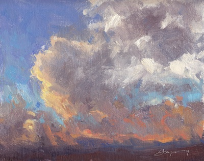 Sunset San Miguel de Allende (March10, 2012), Oil on Linen, 8x10