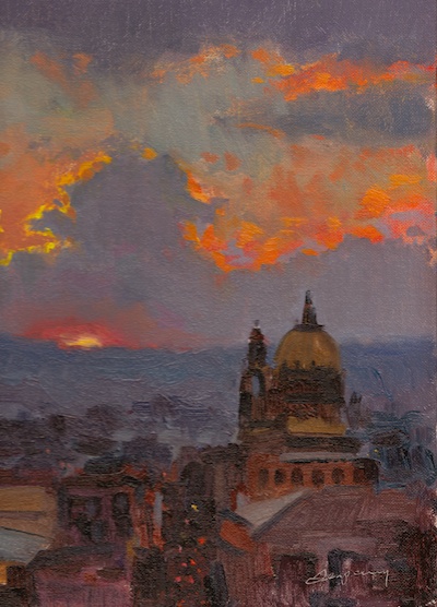 Sunset (San Miguel de Allende), Oil on canvas, 12x9"