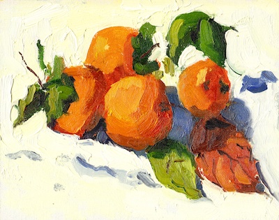 Persimmons 1, Oil on Linen, 8x10
