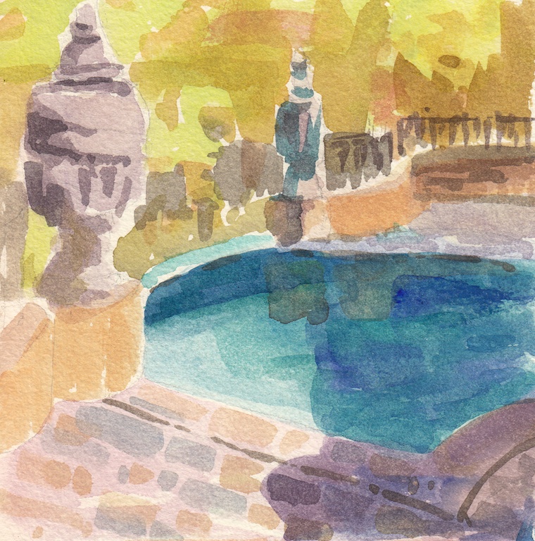 Joyce's Pool #2 (San Miguel de Allende, Mexico), Watercolor