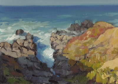 Moss Beach Cove, Oil on Linen, 9x12