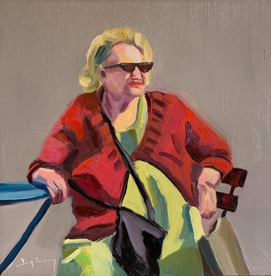 Castro Bag Lady, OIl, 10x10", Framed by Ed Terpening